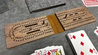Compact Leather Folding Travel Cribbage Board with Metal Pegs – Portable Walnut Game for Camping & On-the-Go Fun