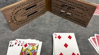 Compact Leather Folding Travel Cribbage Board with Metal Pegs – Portable Walnut Game for Camping & On-the-Go Fun