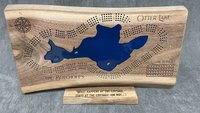 Large Custom Lake Live Edge Cribbage Board (Personalized)