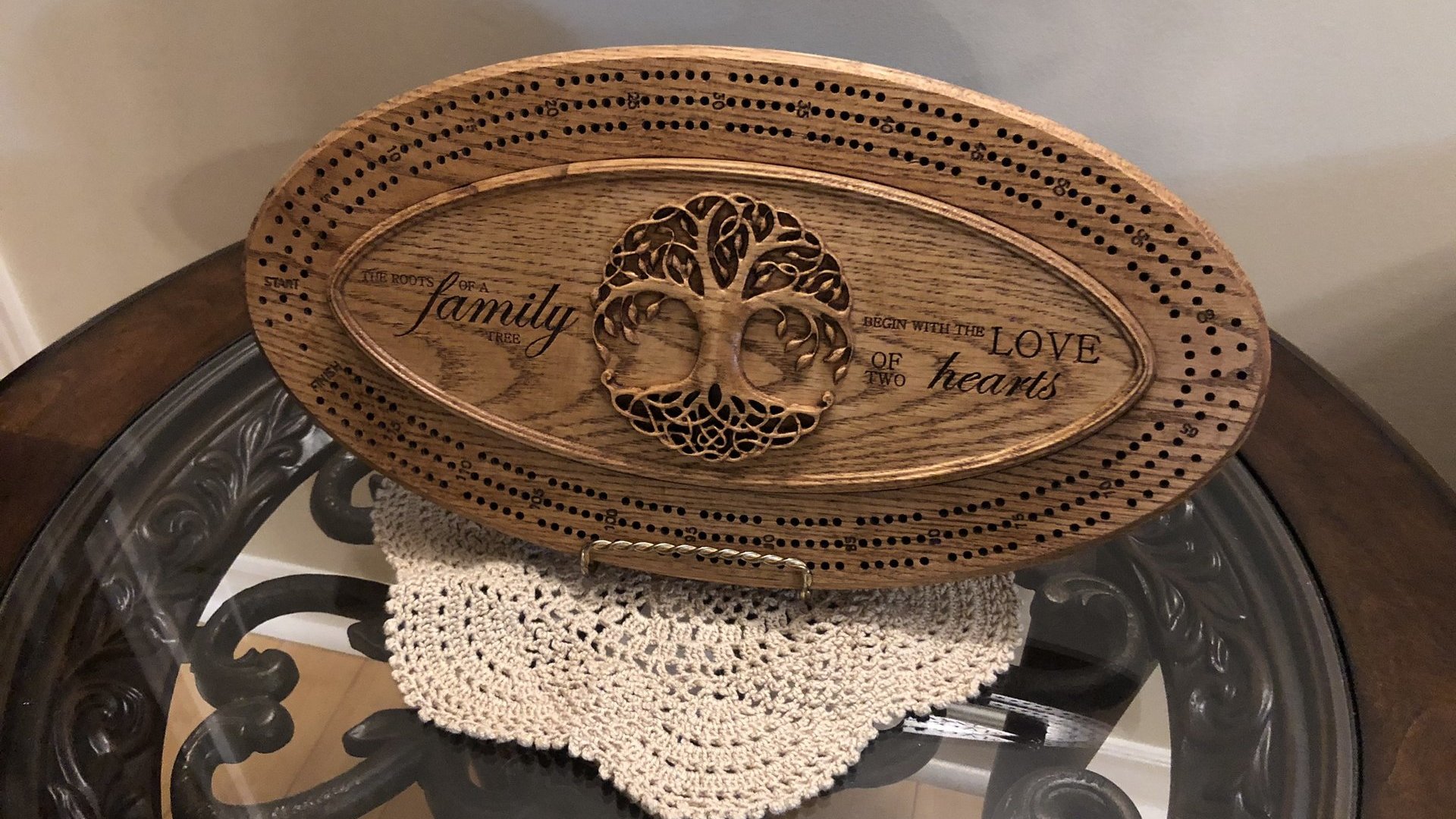 Tree of Life Narrow Oval Cribbage Board Game (Personalized)
