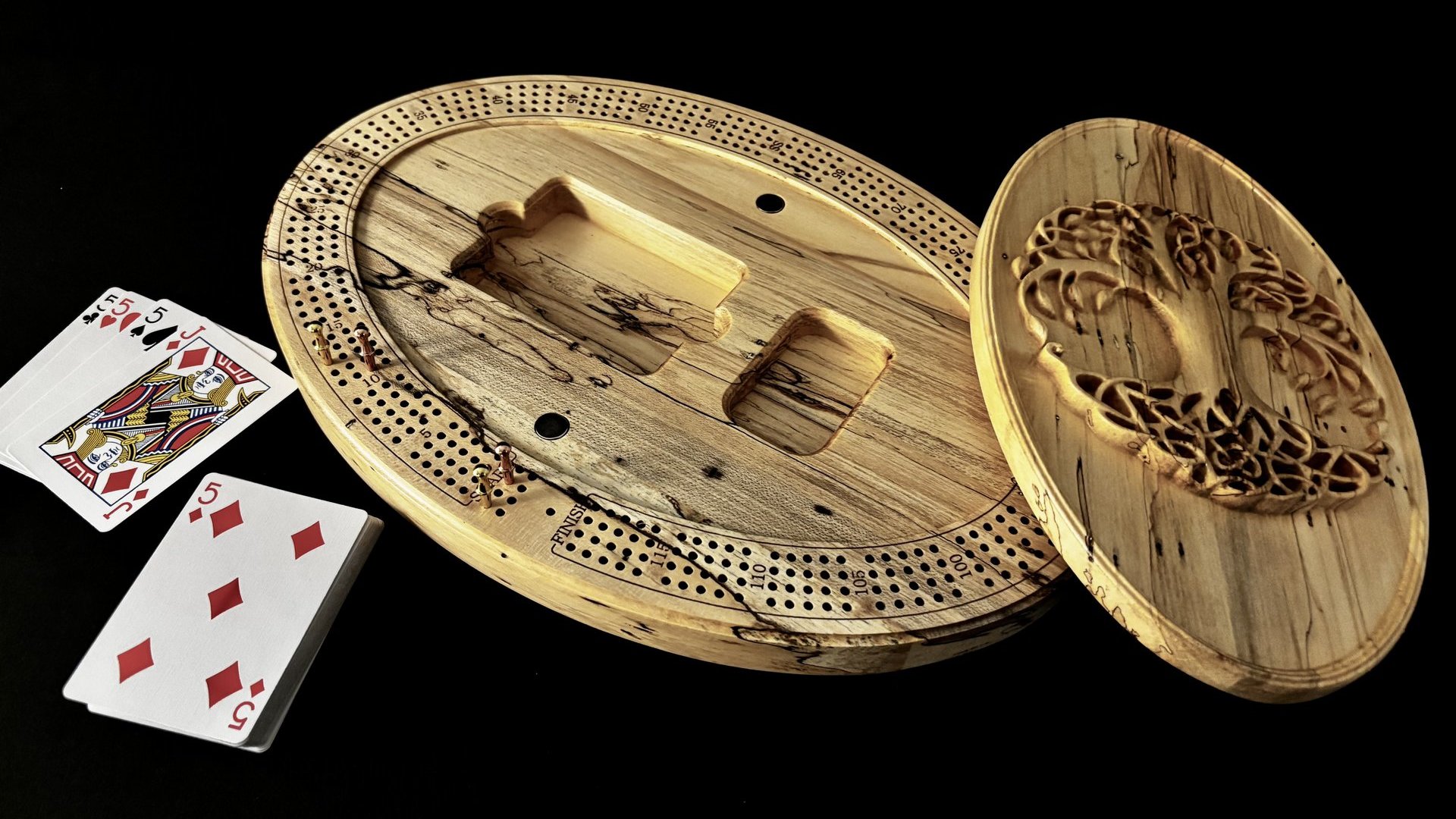 Personalized Tree of Life Cribbage Board (Spalted Maple)