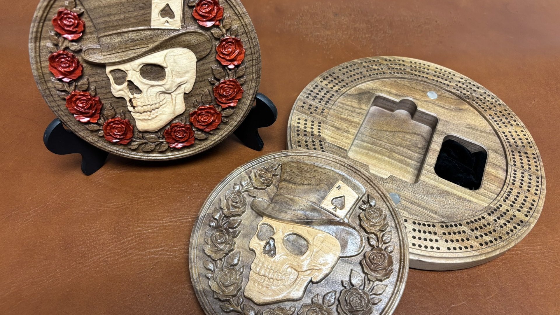 Skull & Roses Cribbage Board