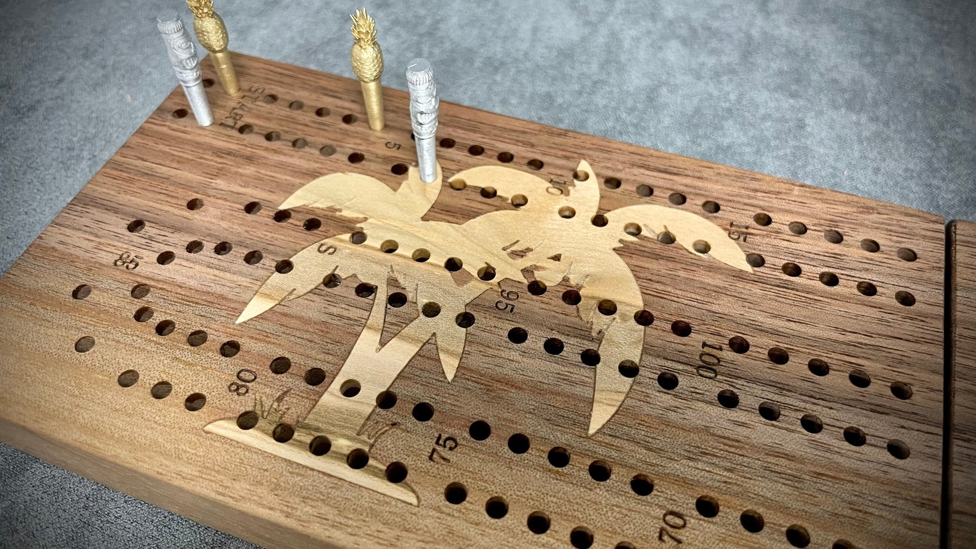 Palm Tree Folding Travel Cribbage Board