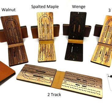 Compact Leather Folding Travel Cribbage Board with Metal Pegs – Portable Walnut Game for Camping & On-the-Go Fun