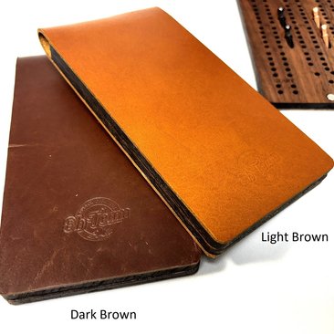 Compact Leather Folding Travel Cribbage Board with Metal Pegs – Portable Walnut Game for Camping & On-the-Go Fun
